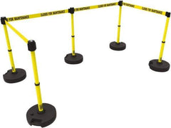 Banner Stakes - 42" High Plastic Pedestrian Barrier - 15' Long Rope - Exact Tool & Supply