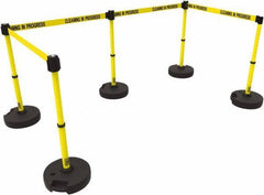 Banner Stakes - 42" High Plastic Pedestrian Barrier - 15' Long Rope - Exact Tool & Supply