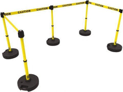 Banner Stakes - 42" High Plastic Pedestrian Barrier - 15' Long Rope - Exact Tool & Supply