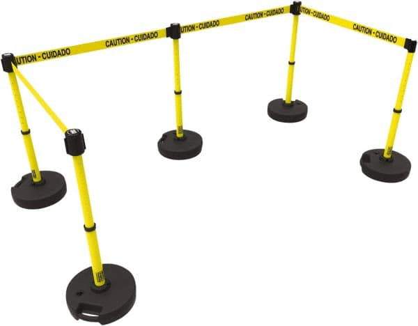 Banner Stakes - 42" High Plastic Pedestrian Barrier - 15' Long Rope - Exact Tool & Supply