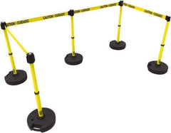 Banner Stakes - 42" High Plastic Pedestrian Barrier - 15' Long Rope - Exact Tool & Supply