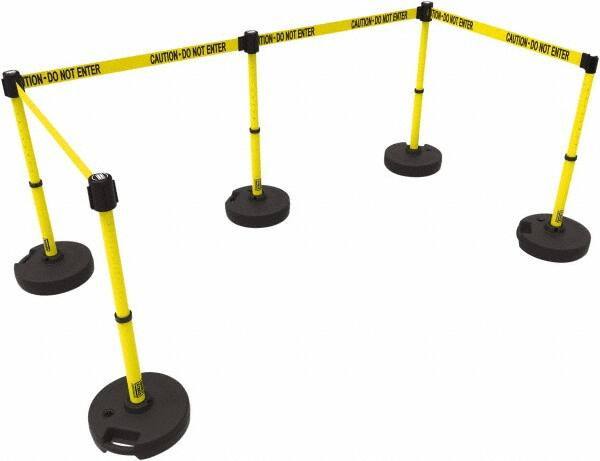 Banner Stakes - 42" High Plastic Pedestrian Barrier - 15' Long Rope - Exact Tool & Supply