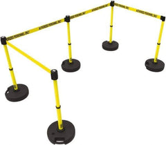 Banner Stakes - 42" High Plastic Pedestrian Barrier - 15' Long Rope - Exact Tool & Supply