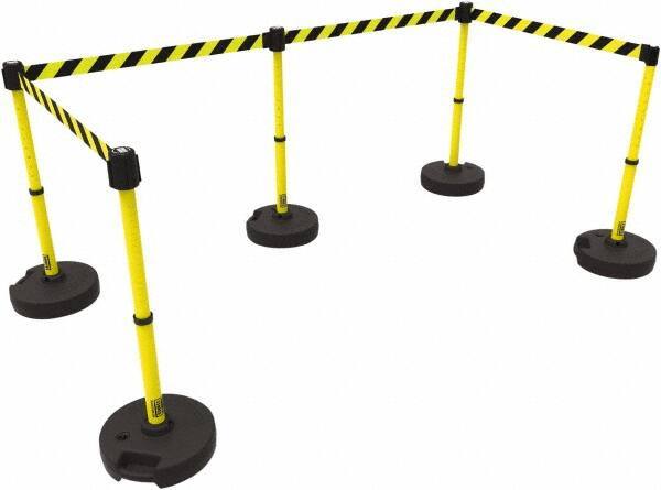 Banner Stakes - 42" High Plastic Pedestrian Barrier - 15' Long Rope - Exact Tool & Supply