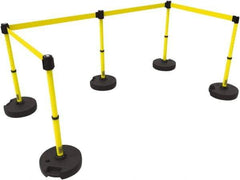 Banner Stakes - 42" High Plastic Pedestrian Barrier - 15' Long Rope - Exact Tool & Supply