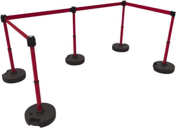 Banner Stakes - 42" High Plastic Pedestrian Barrier - 15' Long Rope - Exact Tool & Supply