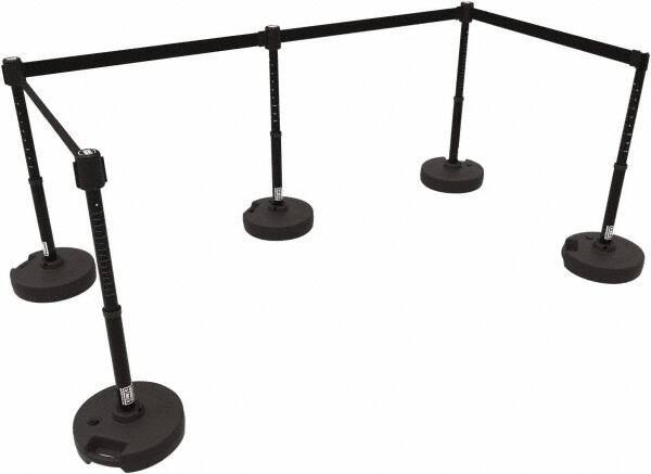 Banner Stakes - 42" High Plastic Pedestrian Barrier - 15' Long Rope - Exact Tool & Supply