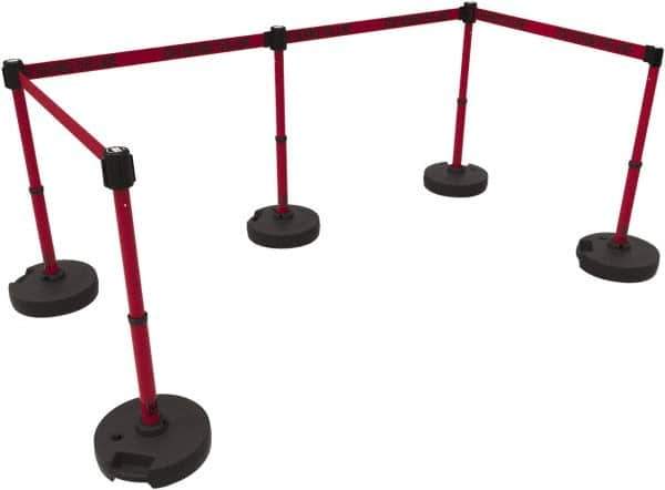 Banner Stakes - 42" High Plastic Pedestrian Barrier - 15' Long Rope - Exact Tool & Supply