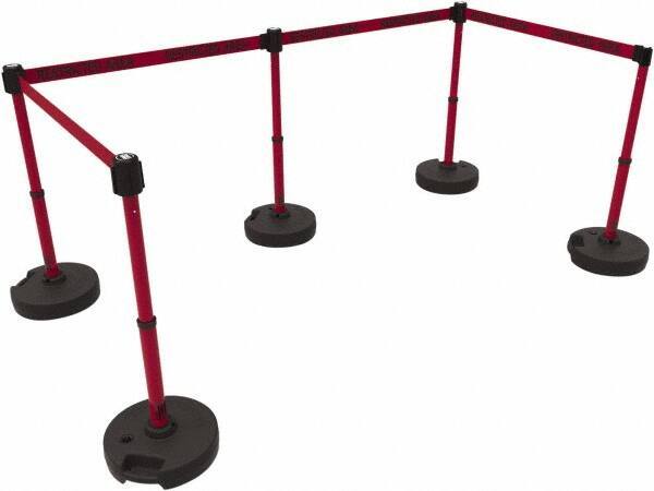 Banner Stakes - 42" High Plastic Pedestrian Barrier - 15' Long Rope - Exact Tool & Supply