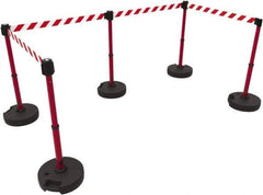 Banner Stakes - 42" High Plastic Pedestrian Barrier - 15' Long Rope - Exact Tool & Supply
