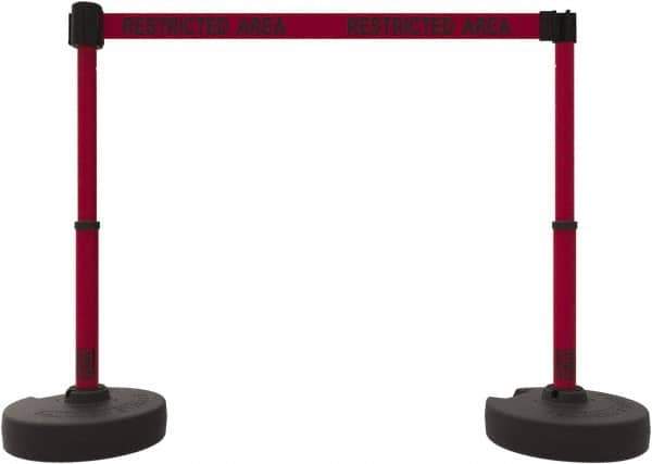 Banner Stakes - 42" High Plastic Pedestrian Barrier - 15' Long Rope - Exact Tool & Supply