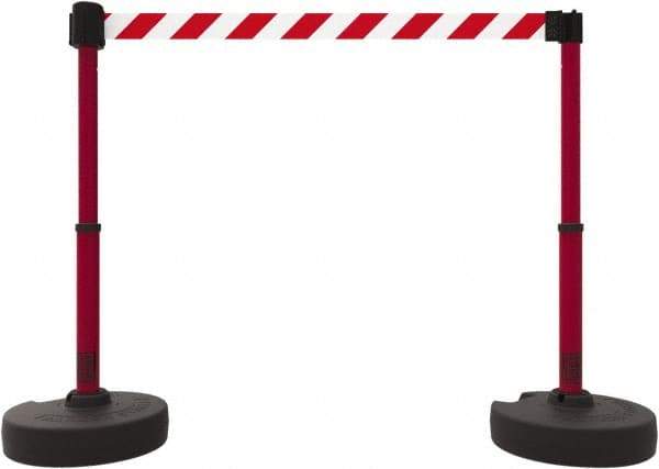 Banner Stakes - 42" High Plastic Pedestrian Barrier - 15' Long Rope - Exact Tool & Supply