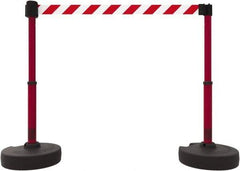 Banner Stakes - 42" High Plastic Pedestrian Barrier - 15' Long Rope - Exact Tool & Supply