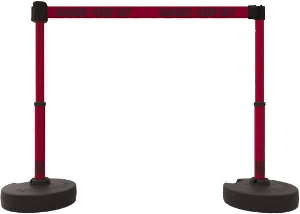 Banner Stakes - 42" High Plastic Pedestrian Barrier - 15' Long Rope - Exact Tool & Supply