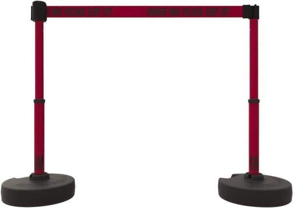 Banner Stakes - 42" High Plastic Pedestrian Barrier - 15' Long Rope - Exact Tool & Supply