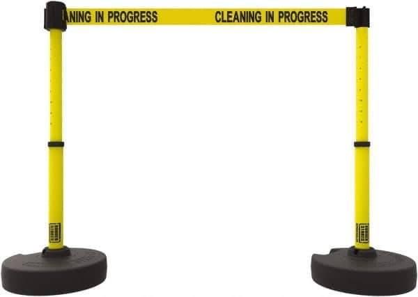 Banner Stakes - 42" High Plastic Pedestrian Barrier - 15' Long Rope - Exact Tool & Supply