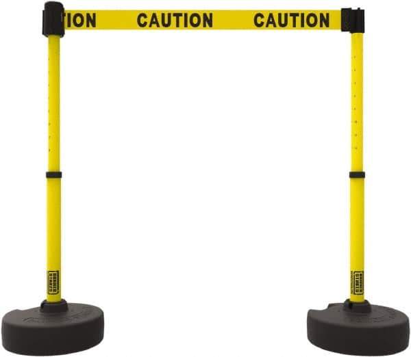 Banner Stakes - 42" High Plastic Pedestrian Barrier - 15' Long Rope - Exact Tool & Supply