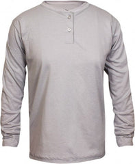National Safety Apparel - Size 3XL Gray Flame Resistant/Retardant Long Sleeve T-Shirt - Exact Tool & Supply
