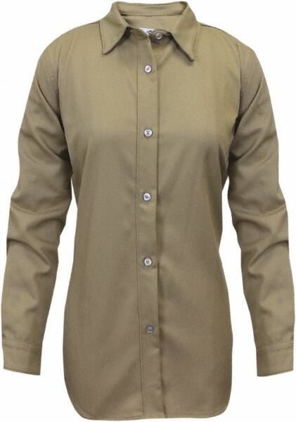 National Safety Apparel - Size XL Khaki Flame Resistant/Retardant Long Sleeve Button Down Shirt - Exact Tool & Supply