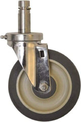 Eagle MHC - 5" Diam x 1-1/4" Wide x 8-1/4" OAH Stem Mount Swivel Caster - Polyurethane, 300 Lb Capacity, Sealed Precision Ball Bearing, 1" Round Stem - Exact Tool & Supply