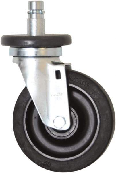 Eagle MHC - 5" Diam x 1-1/4" Wide x 8-1/4" OAH Stem Mount Swivel Caster - Rubber, 300 Lb Capacity, Plain Bearing, 1" Round Stem - Exact Tool & Supply
