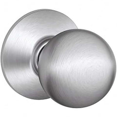 Schlage - 1-3/8 to 1-3/4" Door Thickness, Satin Chrome Passage Knob Lockset - Exact Tool & Supply