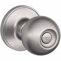 Schlage - 1-3/8 to 1-3/4" Door Thickness, Satin Stainless Steel Privacy Knob Lockset - Exact Tool & Supply