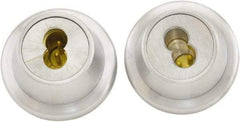 Stanley - 1-5/8 to 1-3/4" Door Thickness, Satin Chrome Finish, Double Cylinder Deadbolt - Nonhanded Handling, Key Override, 5 Pin Brass Cylinder - Exact Tool & Supply