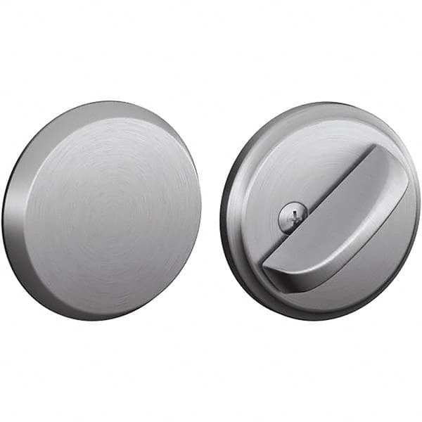 Schlage - 1-5/8 to 1-3/4" Door Thickness, Satin Chrome Finish, One Sided Deadbolt - Exact Tool & Supply