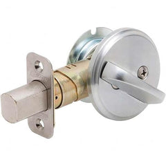 Schlage - 1-5/8 to 1-3/4" Door Thickness, Satin Chrome Finish, One Sided Deadbolt - Exact Tool & Supply