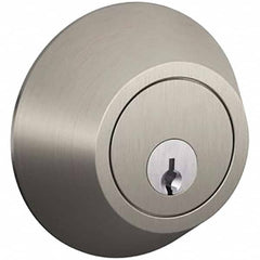 Schlage - 1-5/8 to 1-3/4" Door Thickness, Satin Chrome Finish, Single Cylinder Deadbolt - Exact Tool & Supply