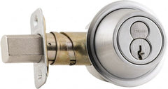 Schlage - 1-5/8 to 1-3/4" Door Thickness, Antique Brass Finish, Single Cylinder Deadbolt - Exact Tool & Supply