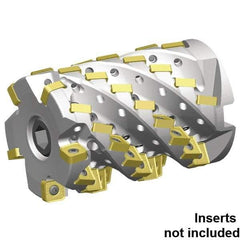 Kennametal - 40 Inserts, 3" Cut Diam, 1-1/4" Arbor Diam, 3.053" Max Depth of Cut, Indexable Square-Shoulder Face Mill - 0° Lead Angle, 3-1/2" High, SNHJ1206.. Insert Compatibility, Through Coolant, Series HARVI Ultra 8X - Exact Tool & Supply