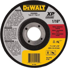 DeWALT - 7" Wheel Diam, 1/16" Wheel Thickness, 7/8" Arbor Hole, Type 27 Depressed Center Wheel - Fine/Coarse Grade, Ceramic, 8,700 Max RPM - Exact Tool & Supply