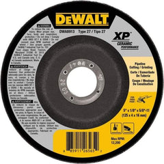 DeWALT - 5" Wheel Diam, 1/8" Wheel Thickness, 5/8" Arbor Hole, Type 27 Depressed Center Wheel - Fine/Coarse Grade, Ceramic, 12,200 Max RPM - Exact Tool & Supply