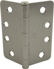 Hager - 4" Wide x 4" High 1/4 Radius Residential Hinge - Round Edge, Steel, Satin Chrome Finish - Exact Tool & Supply