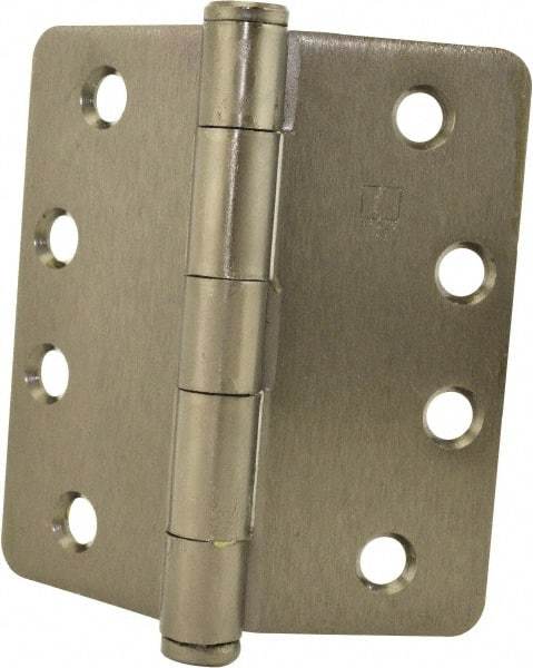 Hager - 4" Wide x 4" High 1/4 Radius Residential Hinge - Round Edge, Steel, Black Nickel Finish - Exact Tool & Supply
