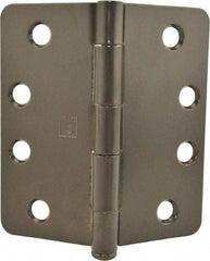 Hager - 4" Wide x 4" High 1/4 Radius Residential Hinge - Round Edge, Steel, Dark Bronze Finish - Exact Tool & Supply