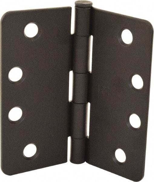 Hager - 4" Wide x 4" High 1/4 Radius Residential Hinge - Round Edge, Steel, Flat Black Finish - Exact Tool & Supply