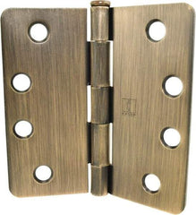 Hager - 4" Wide x 4" High 1/4 Radius Residential Hinge - Round Edge, Steel, Antique Bronze Finish - Exact Tool & Supply