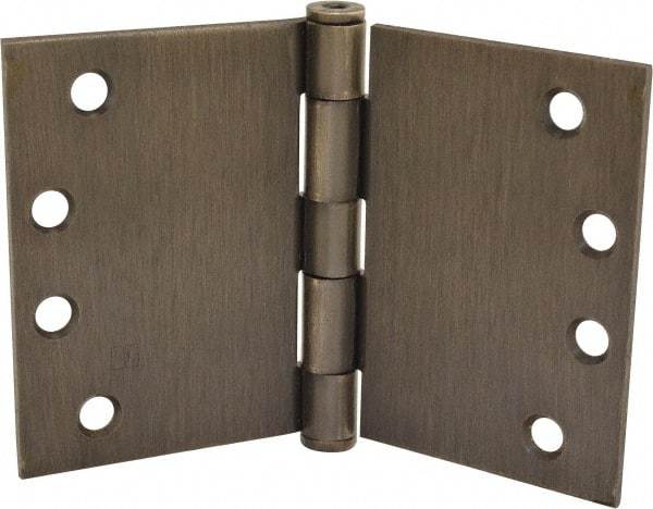 Hager - 6" Wide x 4" High Square Corner Residential Hinge - Square Edge, Steel, Oil Rubbed Bronze Finish - Exact Tool & Supply
