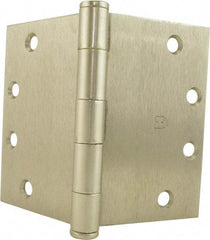 Hager - 6" Wide x 4-1/2" High Square Corner Residential Hinge - Square Edge, Steel, Satin Nickel Finish - Exact Tool & Supply