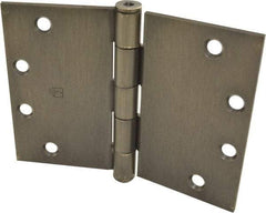 Hager - 6" Wide x 4-1/2" High Square Corner Residential Hinge - Square Edge, Steel, Oil Rubbed Bronze Finish - Exact Tool & Supply