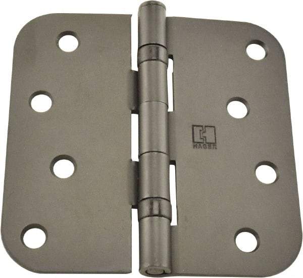 Hager - 4" Wide x 4" High 5/8 Radius Residential Hinge - Round Edge, Steel, Bronze Finish - Exact Tool & Supply