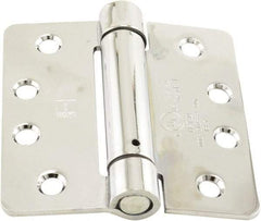 Hager - 4" Wide x 4" High Standard Weight Ball Bearing Residential Hinge - Round Edge, Steel, Bright Chrome Finish - Exact Tool & Supply