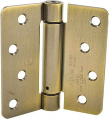 Hager - 4" Wide x 4" High Special Residential Residential Hinge - Round Edge, Steel, Antique Brass Finish - Exact Tool & Supply