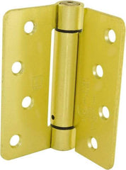 Hager - 4" Wide x 4" High Special Residential Residential Hinge - Round Edge, Steel, Satin Brass Finish - Exact Tool & Supply