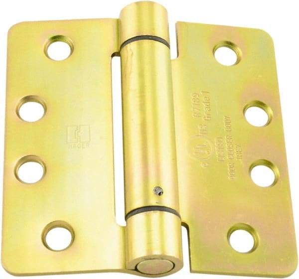 Hager - 4" Wide x 4" High Standard Weight Ball Bearing Residential Hinge - Round Edge, Steel, Zinc Finish - Exact Tool & Supply
