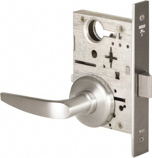 Stanley - Passage Lever Lockset for 1-3/8 to 1-3/4" Thick Doors - 2-3/8 to 2-3/4" Back Set, Brass, Satin Chrome Finish - Exact Tool & Supply