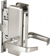 Stanley - Passage Lever Lockset for 1-3/8 to 1-3/4" Thick Doors - 2-3/8 to 2-3/4" Back Set, Brass, Satin Chrome Finish - Exact Tool & Supply